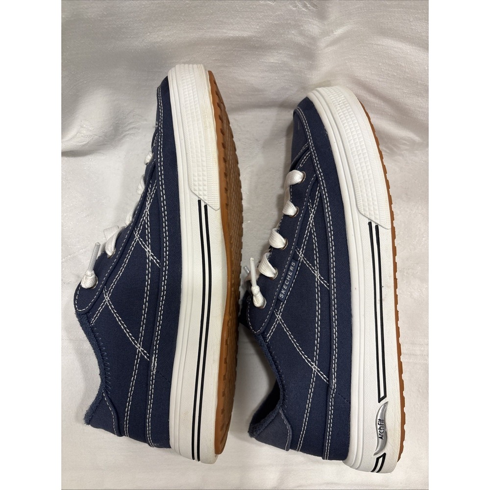 Skechers Arch Fit Women's Arcade Navy Blue Canvas Sneakers SZ 8 US Comfort Shoes - Picture 4 of 9
